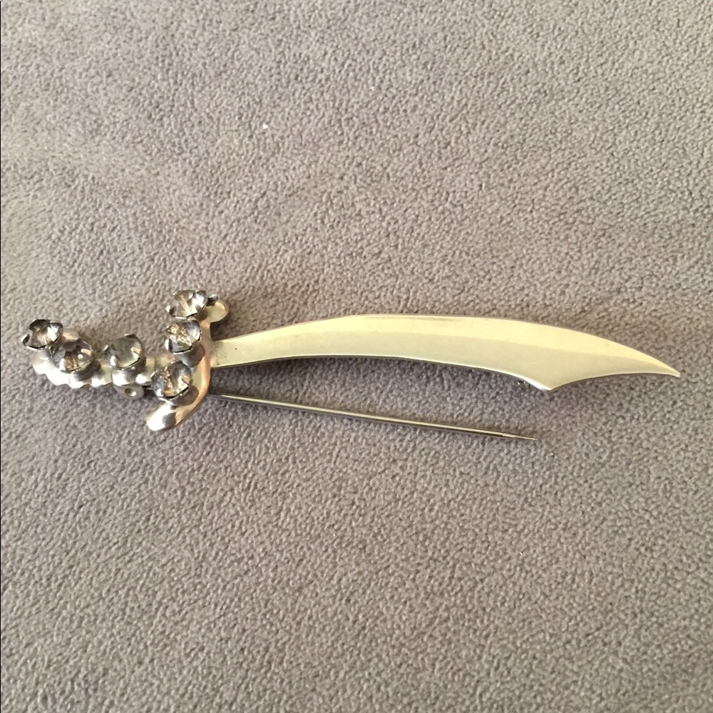 Vintage lapel pin , silver sword